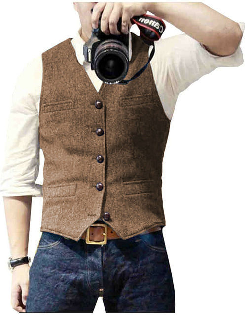 Slim-fit Herringbone Vest Casual Business Professional Formal Wear Groomsmen 7458a2c7 3f1e 426c 85d2 4fa198206c46