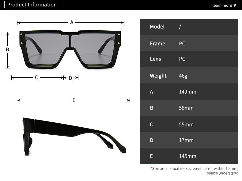 Oversized One Lens Square Sunglasses Fashion Men Women 74597db1 01e5 49a5 9506 235aba0f787a
