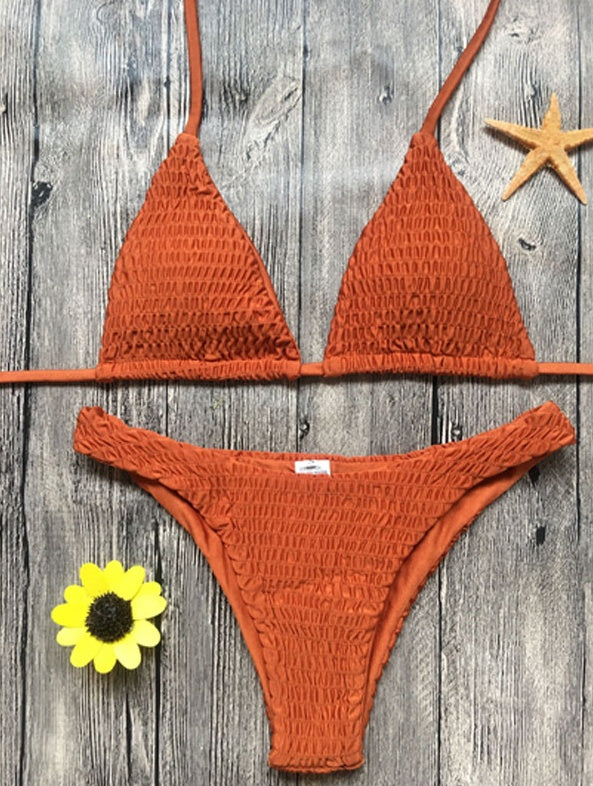Swimsuit sexy pleated triangle bikini 7467416624697
