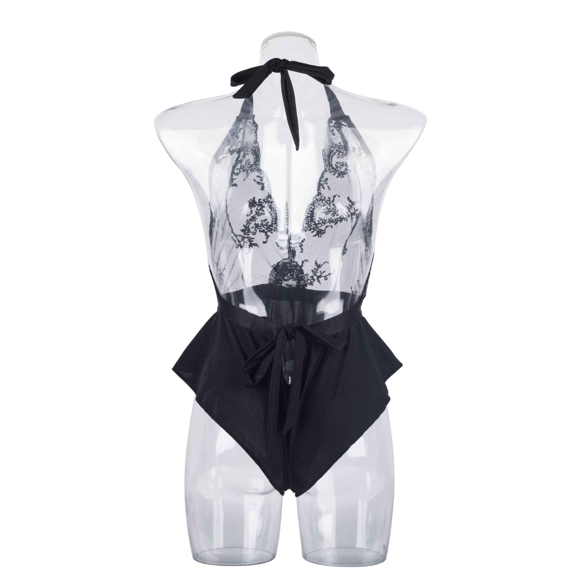 Embroidered One Piece Suit White Lace Leaky Back Mesh 748a595f ec89 4b23 b47e 1f8e721434c0