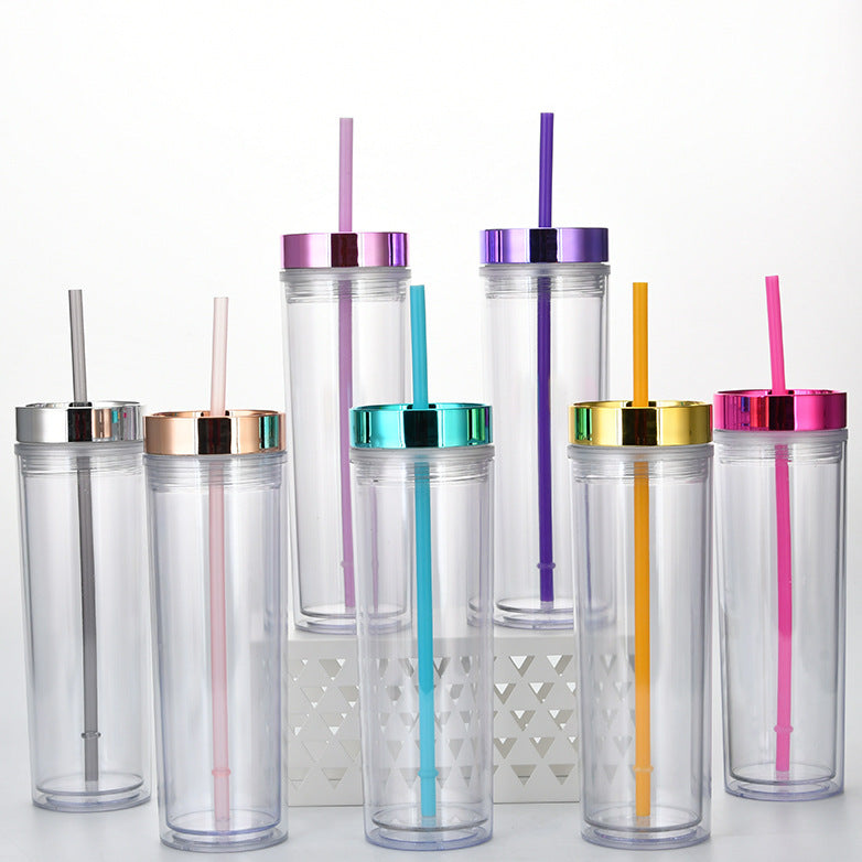 Double Layer AS Plastic Straight Body Multicolor Frosted Straw Cup 749647c6 df73 4aa8 ba6b bc305c7f2636