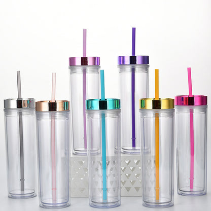Double Layer AS Plastic Straight Body Multicolor Frosted Straw Cup 749647c6 df73 4aa8 ba6b bc305c7f2636