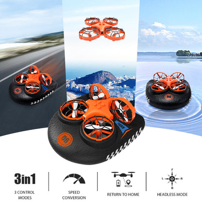 RC Boat Water Land And Air Four-Axis  Hovercraft Three-in-one Multi-function Toy One-button Tumbling Mini Drone 749770262796
