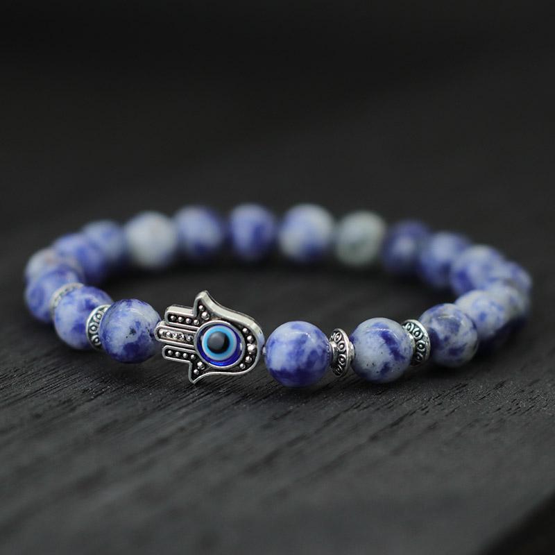 8mm Palm Eye Volcanic Stone Elastic Line Yoga Bracelet - HD Wireless Product #12