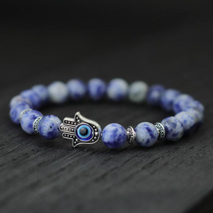 8mm Palm Eye Volcanic Stone Elastic Line Yoga Bracelet - HD Wireless Product #12