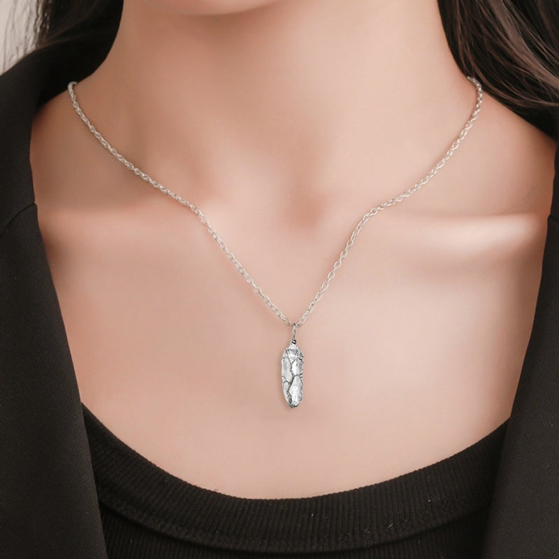 Natural white crystal color plated hexagonal pillar pendant 750590405866
