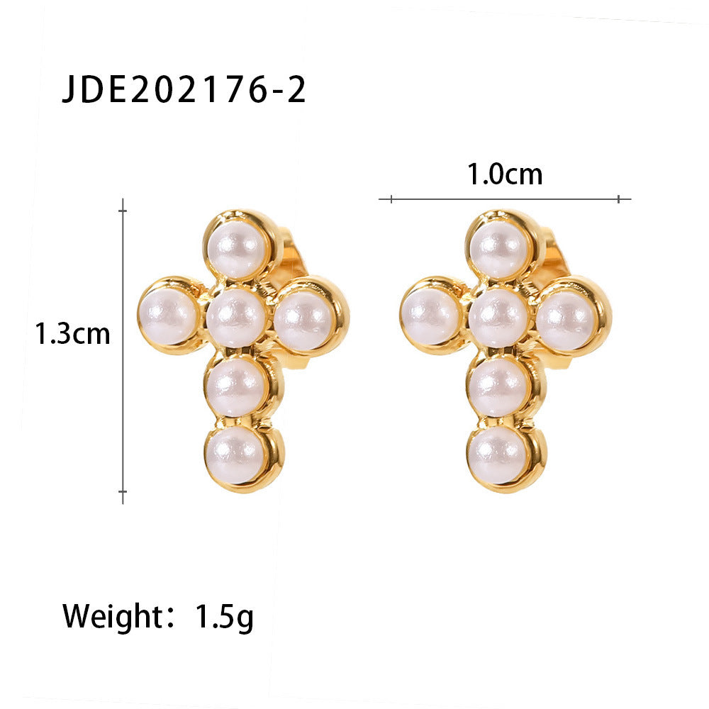 Stainless Steel Pearl Stud Earrings Titanium Steel 7506ca46 a876 4a42 8be3 389543a971d7