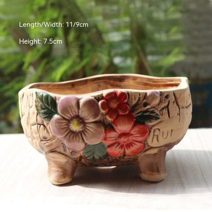 Creative Personality Green Plant Pot Handmade Desktop Breathable Combination Small Ceramic Flower Pot 75162526 1ed1 4251 a151