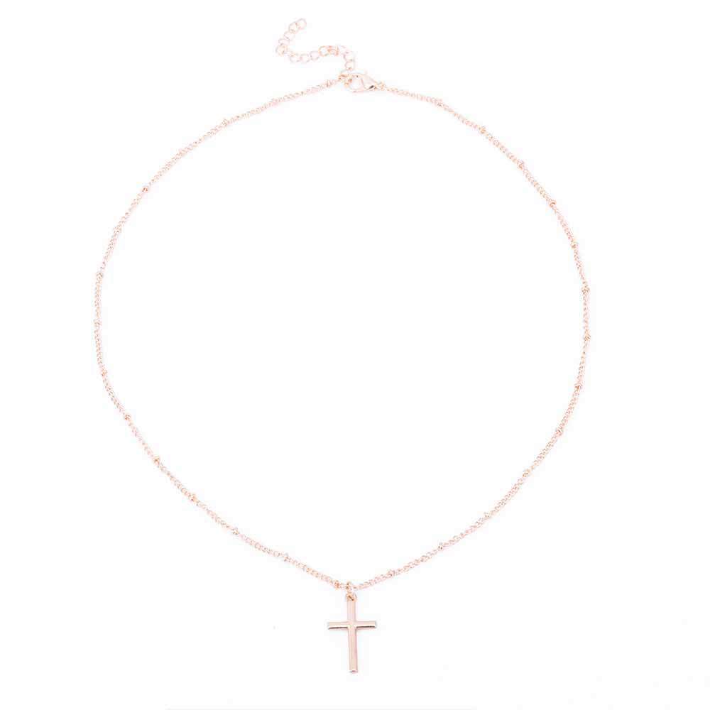 Ladies Clavicle Chain Cross Necklace 7534078832379