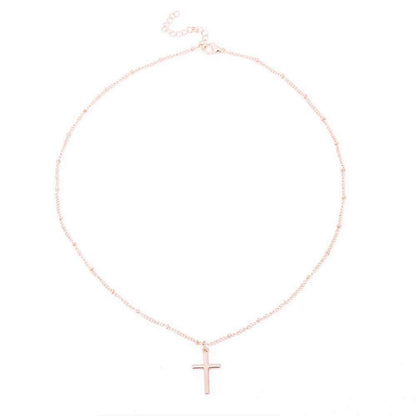 Ladies Clavicle Chain Cross Necklace 7534078832379