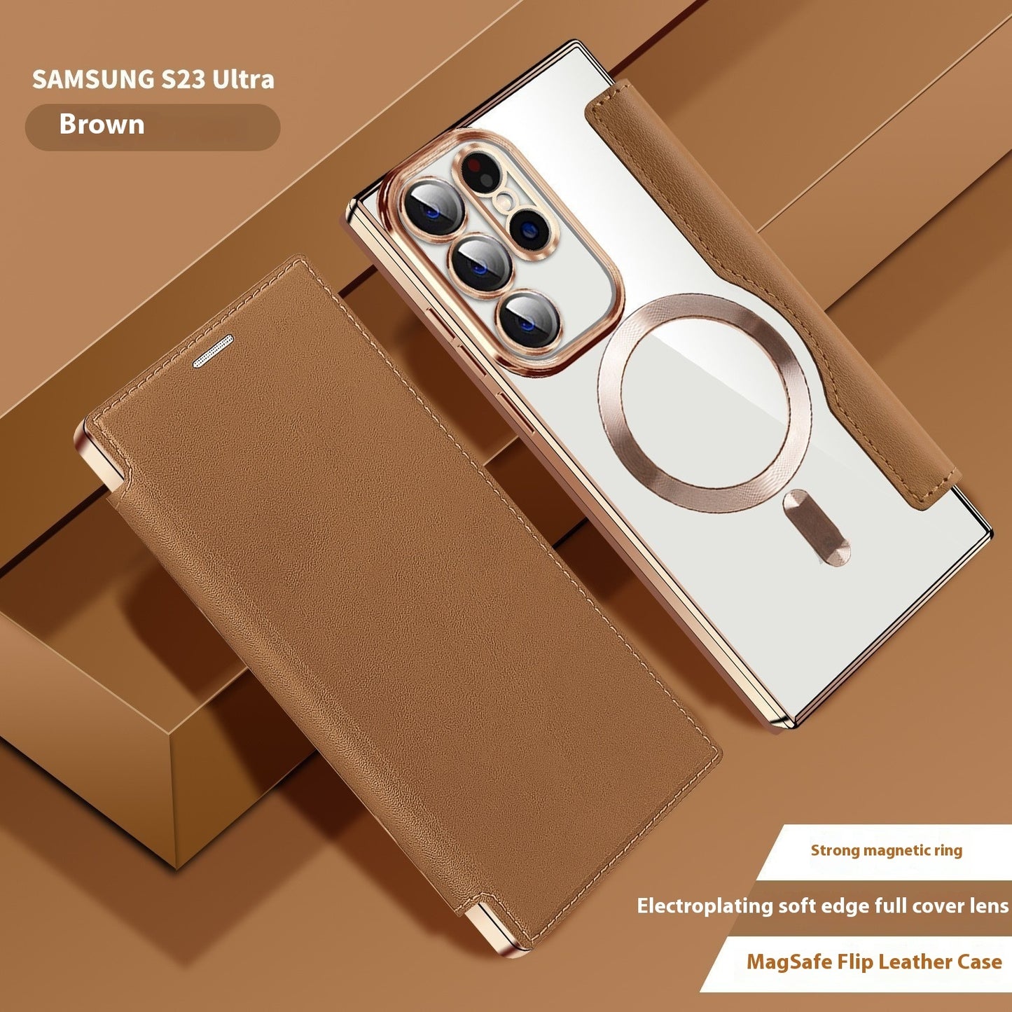 Electroplated Wireless Magnetic Business Flip Leather Case - 图片 7