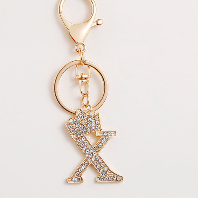 Metal Diamond-encrusted 26 English Crown Alphabet Keychain 75486236 582e 4912 bcbf 38f2ac6f4d6a