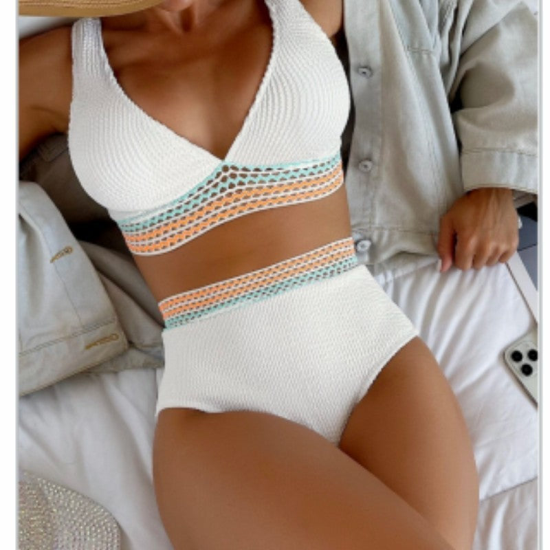 High Waist Split Bikini Solid Color 75604f50 121a 4286 8a6f 62ec60fe8bd7