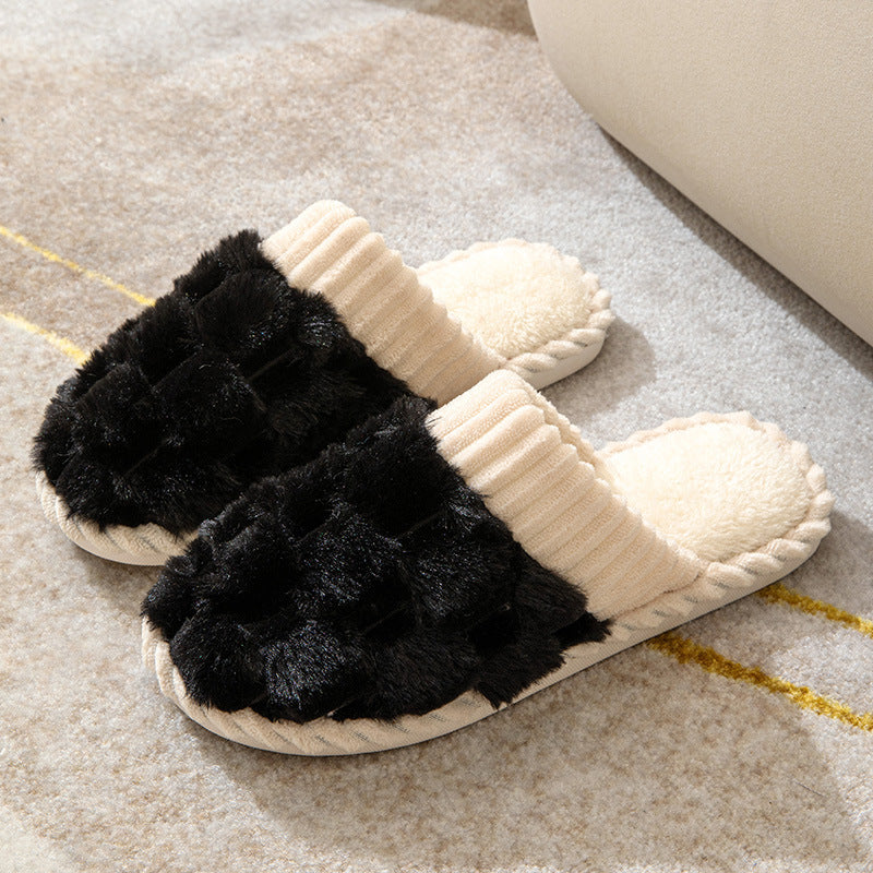 Indoor Warm Platform Couple Plush Slippers 75872dae 7a4a 4300 88fa 09ee75af65ad