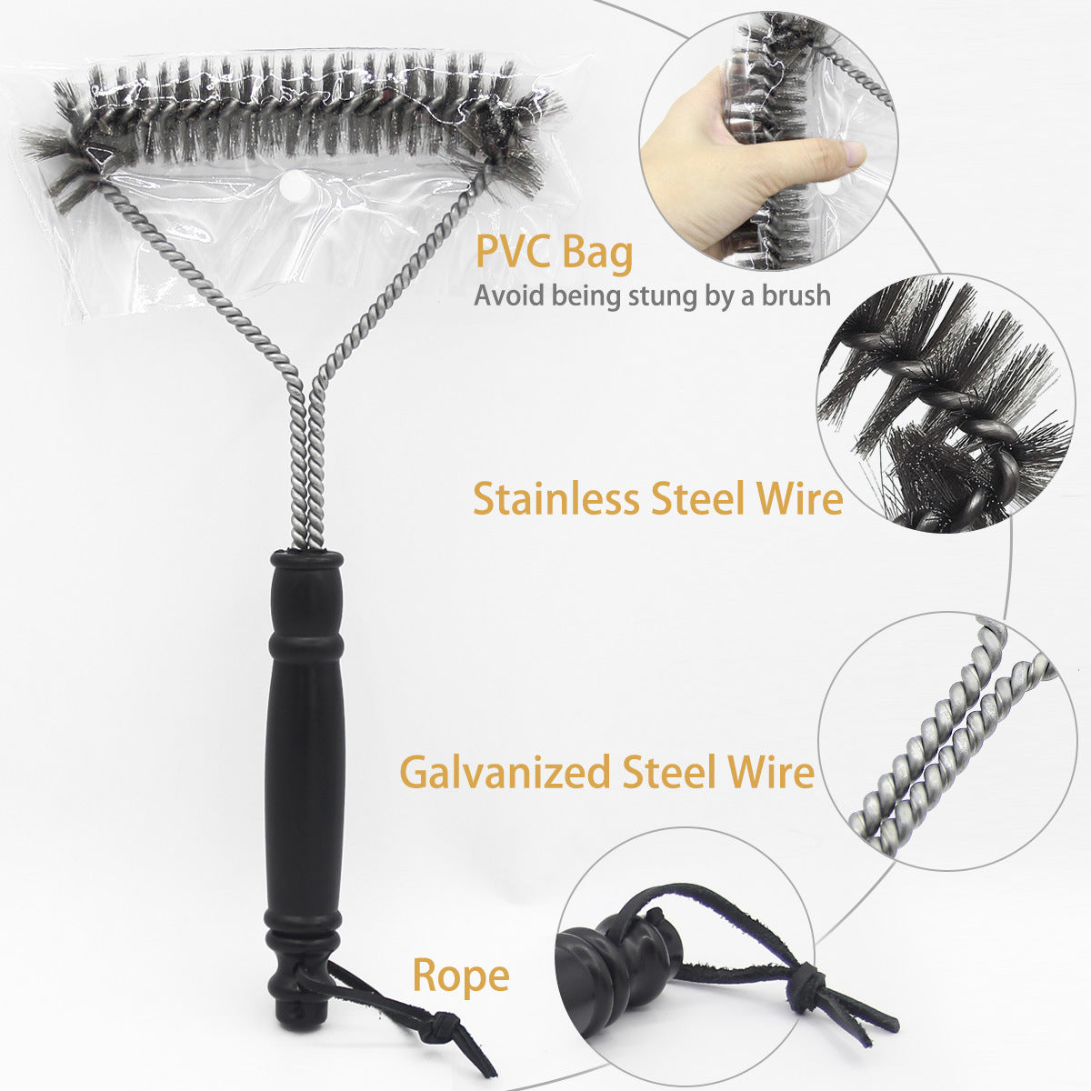 Barbecue Grill BBQ Brush Clean Tool Stainless Steel Wire Bristles Non-stick Cleaning Brushes 75b6a0e8 feca 44a1 b842 5bebe045