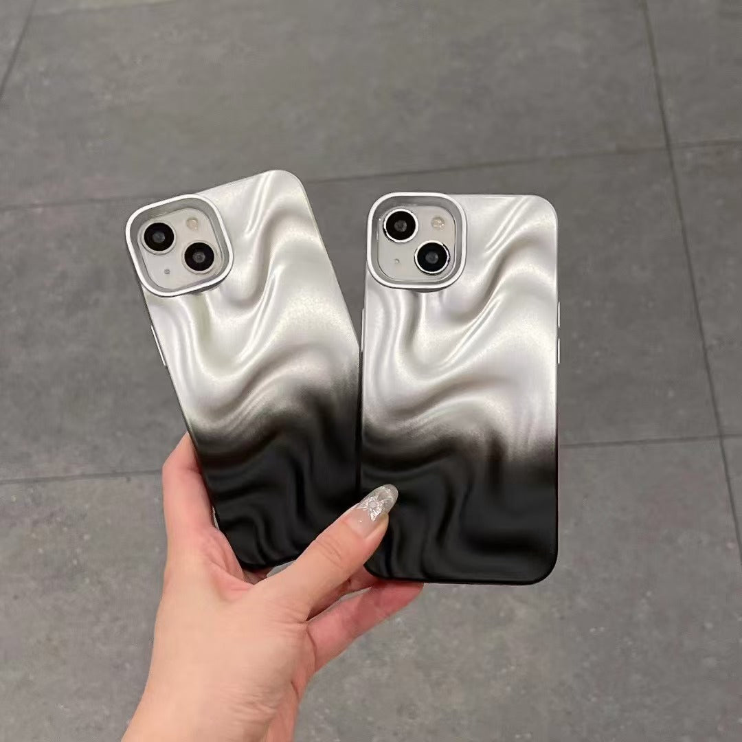 Simple Silver Black Water Ripple Three-dimensional Phone Case - 图片 5