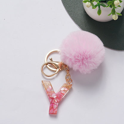 Hair Ball Pendant 26 English Letters Epoxy Keychain 75f01aa1 b8d1 4e66 bfaa 7edf1f61b009