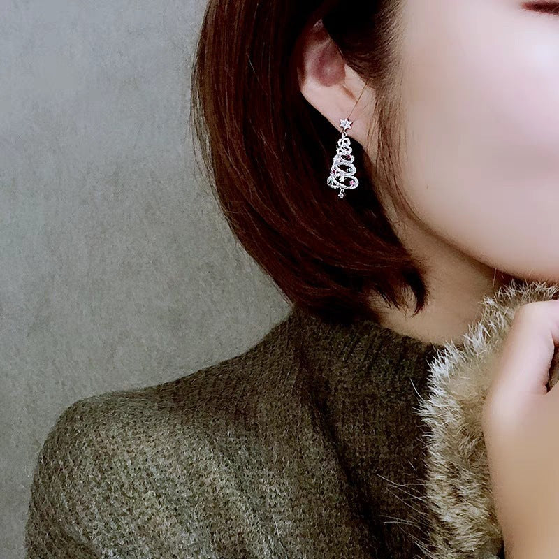 Colorful Diamond Inlaid Christmas Tree Earrings 76064d0a fd53 44d9 b4f6 0d36c1cfc842