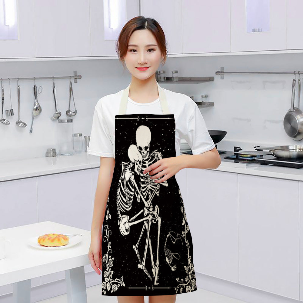 Halloween Skull Printed Cotton And Linen Apron 7612365a add8 4876 a317 9c50caae8798
