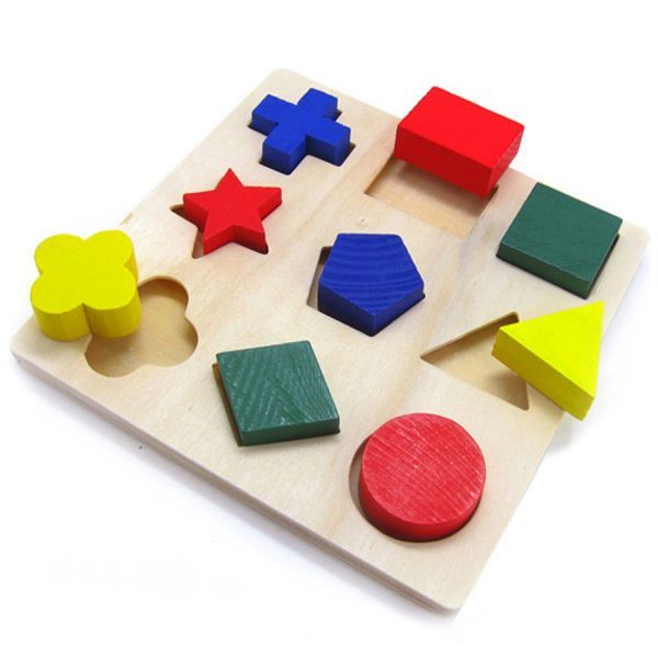 Wooden Geometrical Shape Baby Toy Jigsaw 761904424579