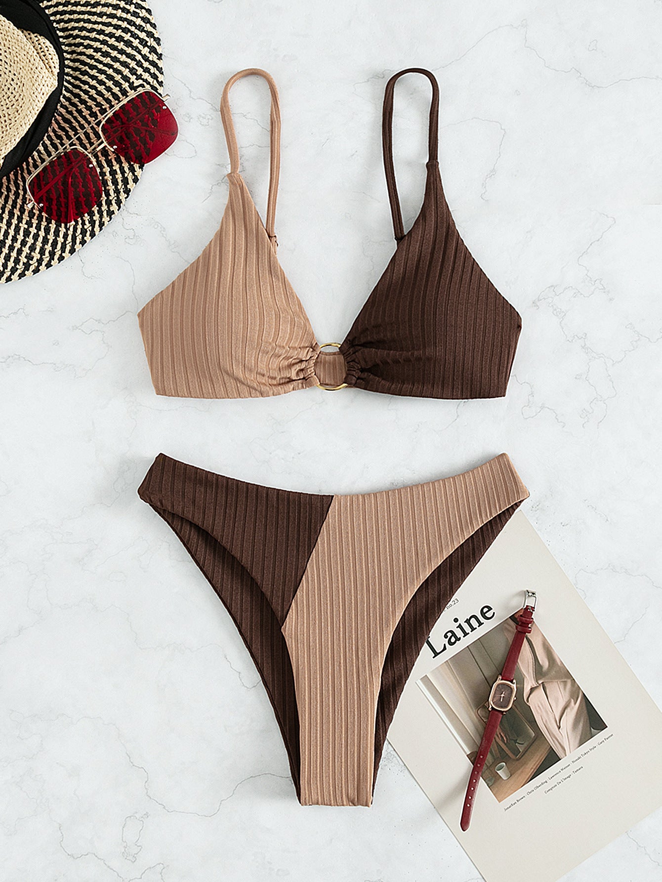 Solid Color Stitching Bikini 762306b3 272b 4898 8513 dfceb6771abc