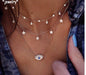 Bls-miracle Multilayer Necklace for Women Long Chain Turkish Eye Pendant Necklaces Trendy Crystal Star Water droplets Necklac