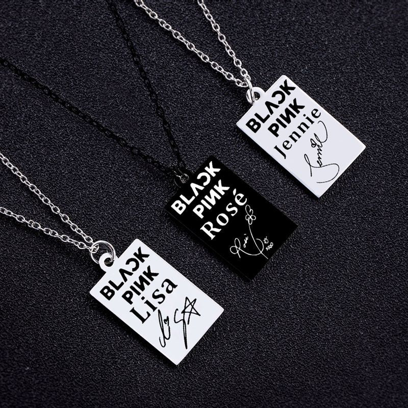 KPOP Jisoo Lisa Jennie Rose Signature ID Pendant Necklace 762d5f64 9dbb 4f8f a8b5 916032d08e88