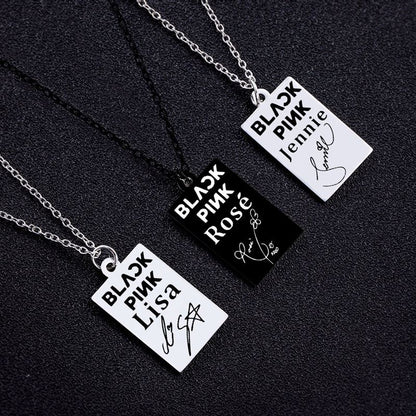 KPOP Jisoo Lisa Jennie Rose Signature ID Pendant Necklace 762d5f64 9dbb 4f8f a8b5 916032d08e88