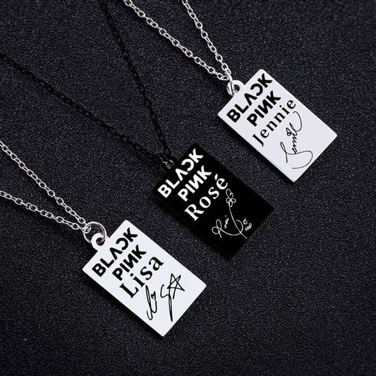 KPOP Jisoo Lisa Jennie Rose Signature ID Pendant Necklace 762d5f64 9dbb 4f8f a8b5 916032d08e88
