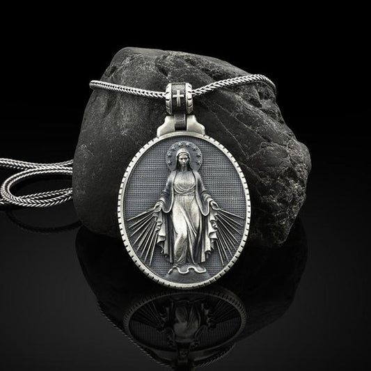 Virgin Mary Pendant Medal Religious Christian Stainless Steel Necklace 7630ed3b 3ee1 4561 a0bf 422447de38ab