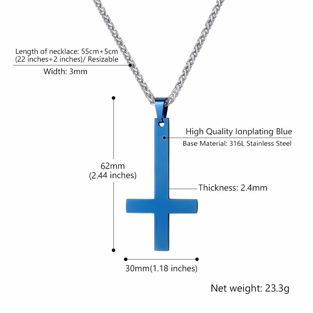 Titanium steel smooth cross necklace pendant 7648040432015