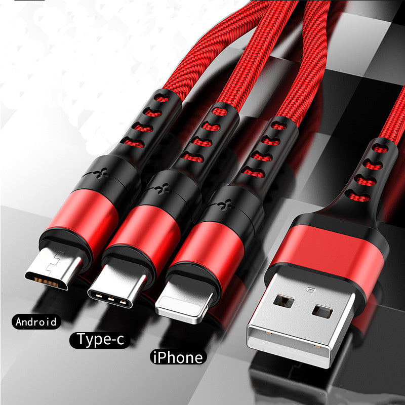 Braided One With Three Data Android Fast Charging Cable - 图片 5