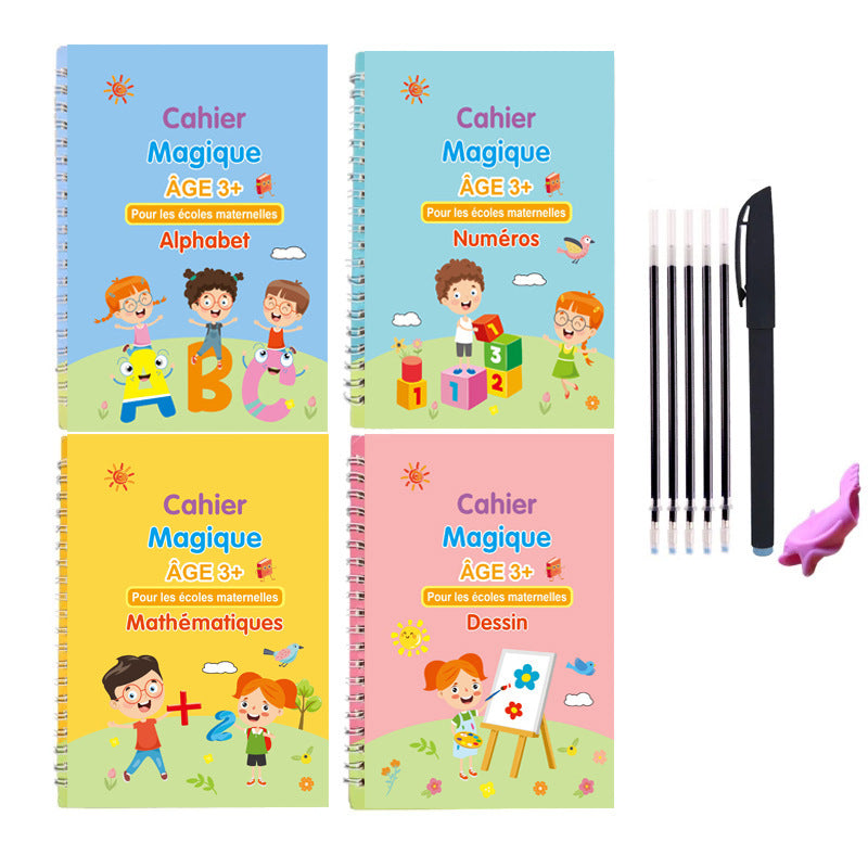 Children's Groove English Calligraphy Practice Board French German Painting Magic English Stickers Copy Control Pen Training Book - 图片 3