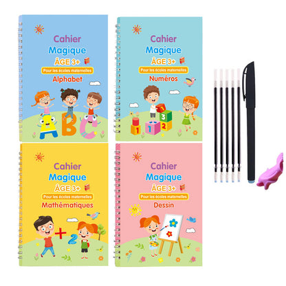 Children's Groove English Calligraphy Practice Board French German Painting Magic English Stickers Copy Control Pen Training Book - 图片 3