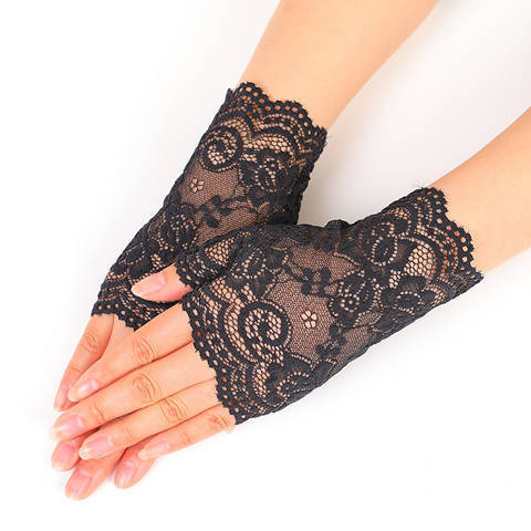 Lace Half-finger Sunscreen Short Outdoor Driving UV Protection Gloves 768776447165
