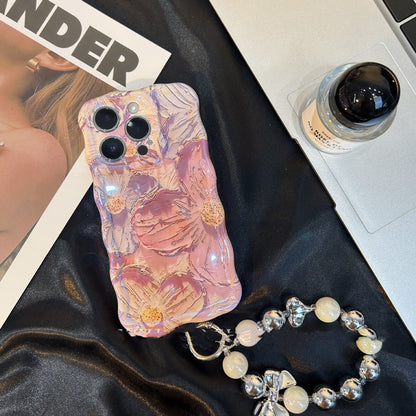 Retro Oil Painting Phone Case Blu-ray Flowers Shockproof Case For Iphone 13 12 13pro 14pro 13 Pro Max Silicone Phone Cover 76