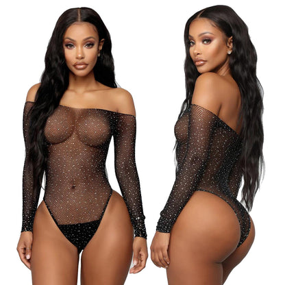Women's Rhinestone Bikini Underwear Mesh Bodysuit 770271da 23a2 4698 8340 4d35e06c2cb3