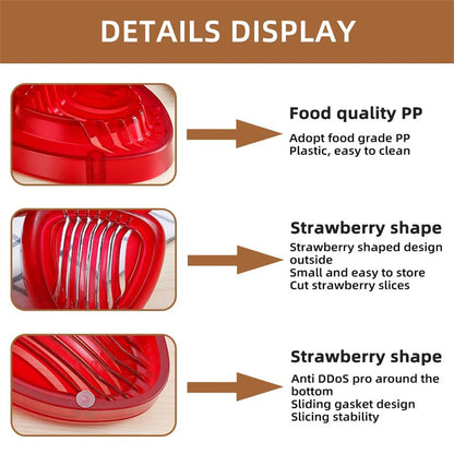 Red Strawberry Slicer Plastic Fruit Carving Tools Salad Cutter Berry Strawberry Cake Decoration Cutter Kitchen Gadgets 770c01