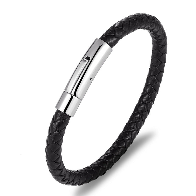 Titanium Steel Braided Leather Bracelet 773d3afe 9c71 437b 91da 36a0f074be79