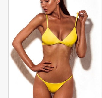 Sexy bikini in fast-selling, explosive bikini , new European and American foreign trade women's split pure-color swimsuit 775