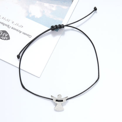 Alloy angel adjustable braided bracelet 775532617041