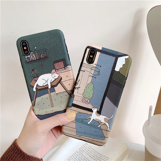 Embossed Cat Net Red Cartoon Mobile Phone Case 775644402877