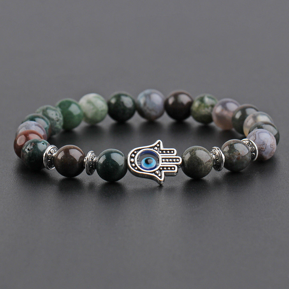 8mm Palm Eye Volcanic Stone Elastic Line Yoga Bracelet - HD Wireless Product #4