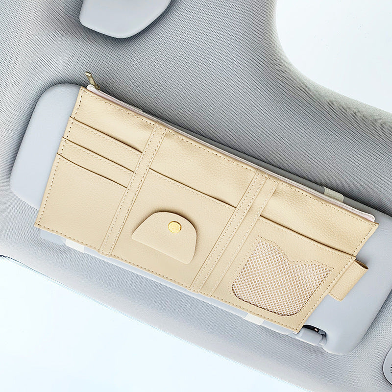 Car Sun Visor Organizer Storage Holder Full Leather Wrap 7775966261855