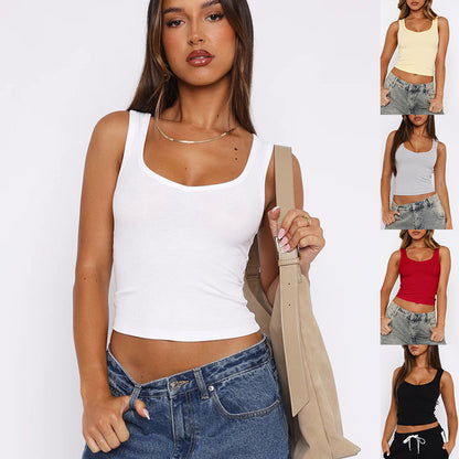 Summer Y2g Solid Color Sexy Hot Girl Style Thread High Elastic Vest For Women 7777327e 3810 46e0 add6 a73d966198c5