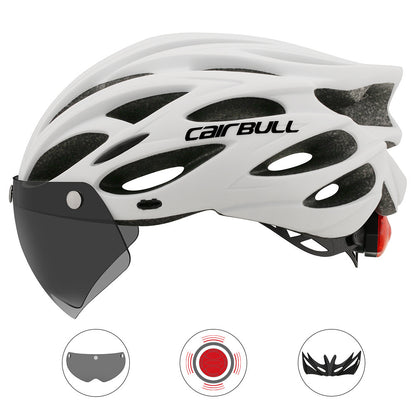 Road mountain bike riding helmet with lens and brim taillight 778413113367