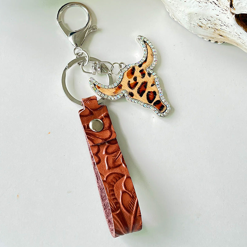 Fashion Red Brown Leather Keychain 779774b3 55b7 4939 a9e5 3c2c7df39415