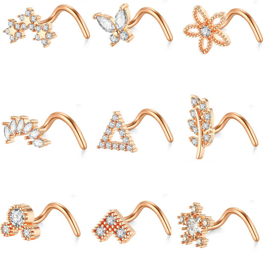 Thin Needle 7-shaped Zircon Nose Stud 77c60fd6 1e42 4d06 b9bb d7ed7ea2dec9