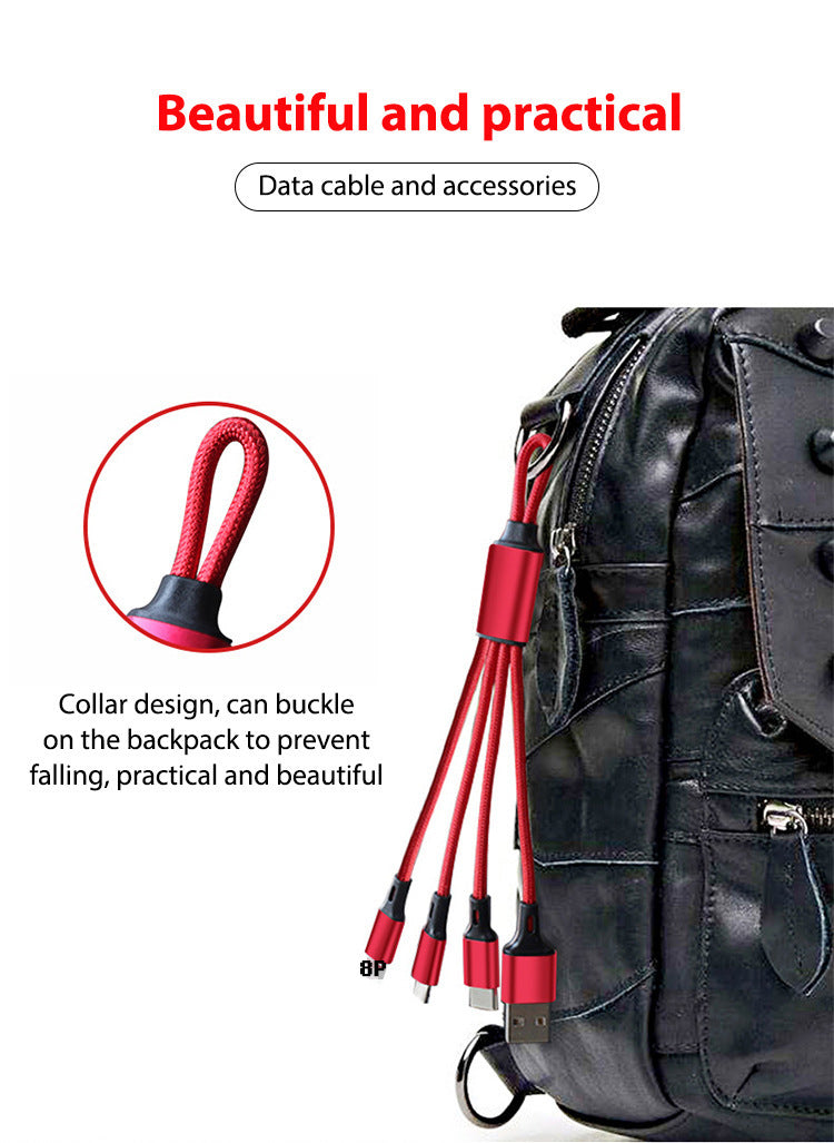 Keychain Three-in-one Data Cable Three-head Charging Cable - 图片 5