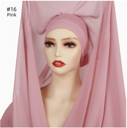 Lazy Chiffon Convenient Headscarf Magnetic Buckle Fixed Anti-drop Solid Color 77ee0f1f f087 4481 9a38 a9a3e5be01f5